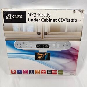 GPX Under Cabinet CD Radio Player KC232S Silver MP3 Ready Kitchen Timer Remote